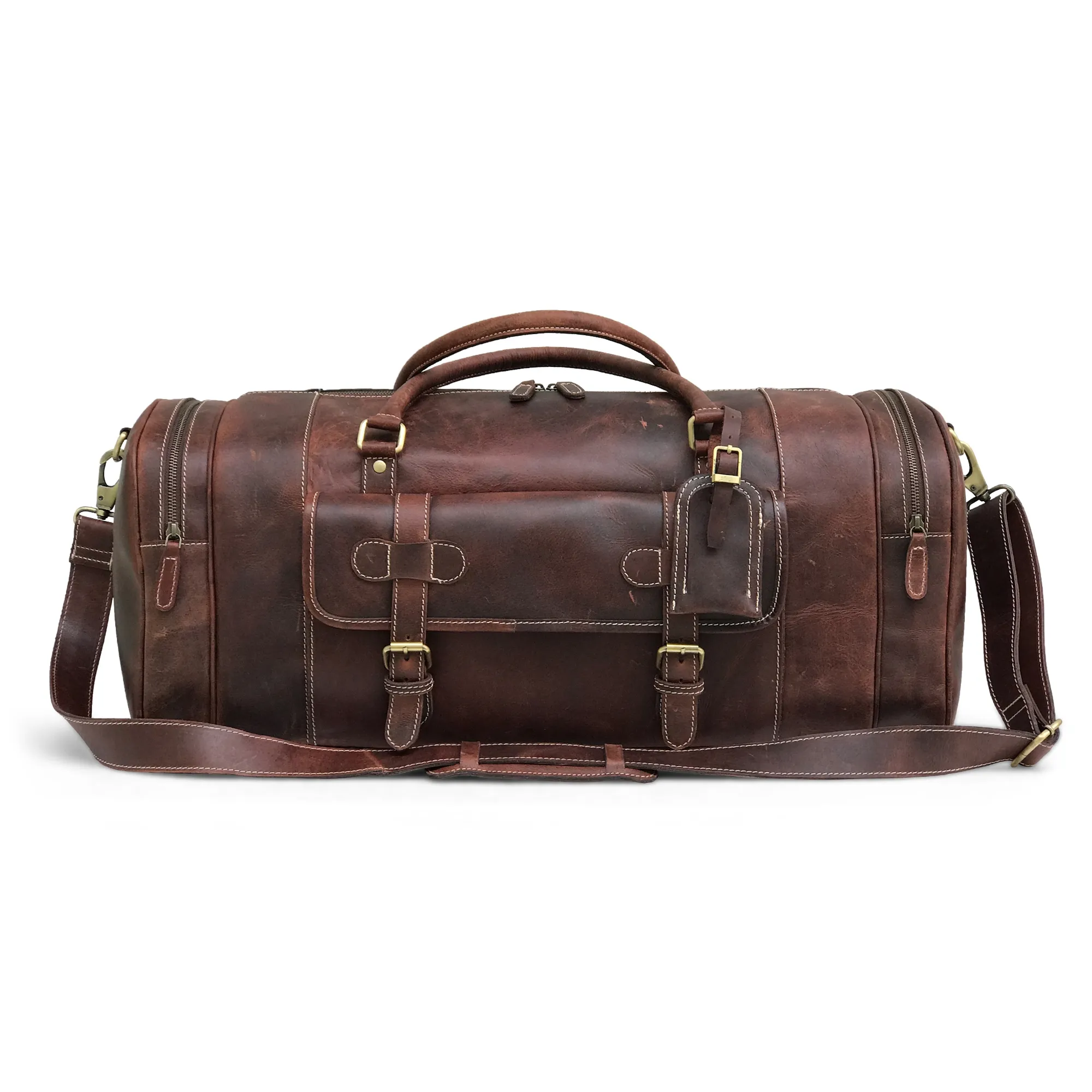 Full Grain Leather Overnight Bag Mens