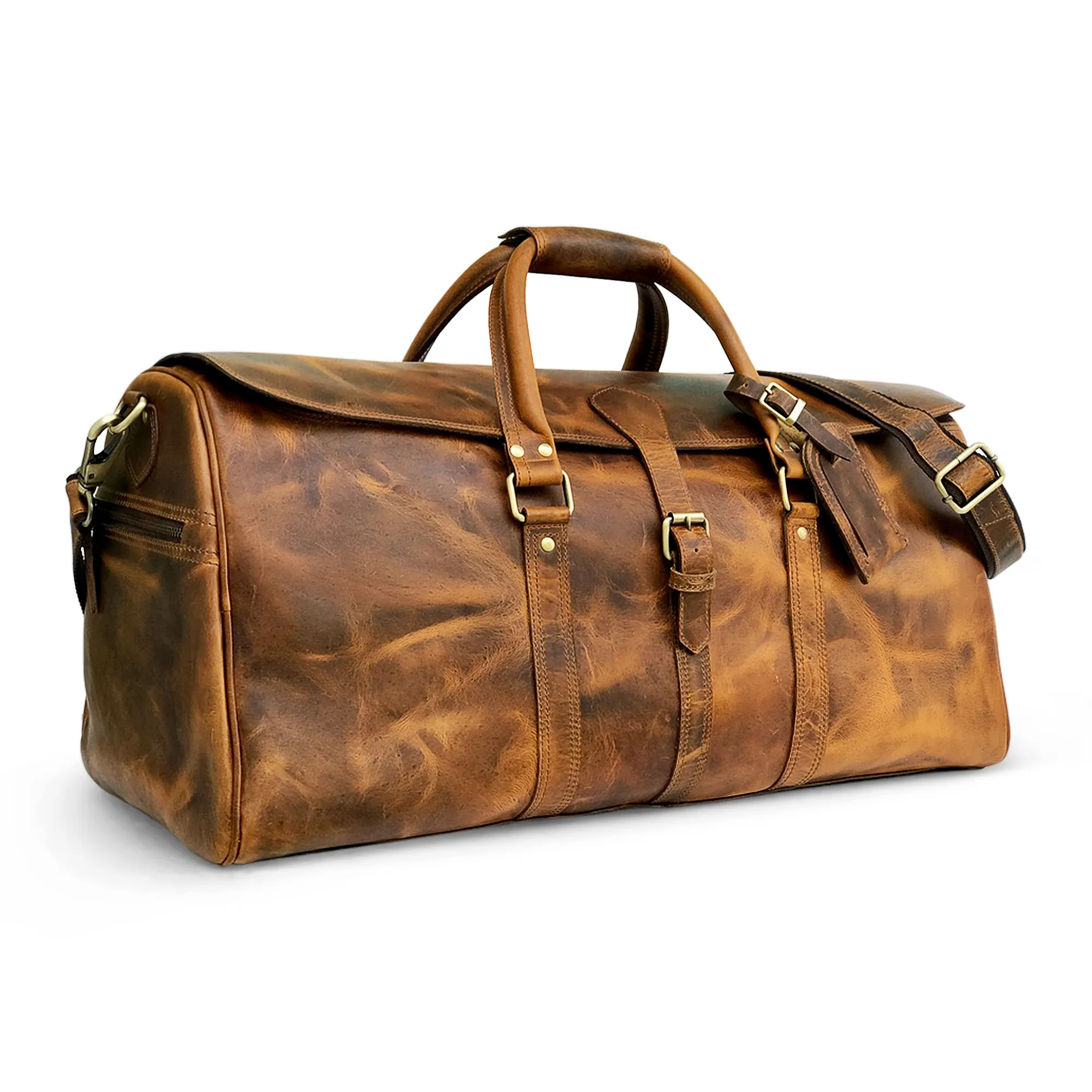 Medium Brown Mens Leather Duffle